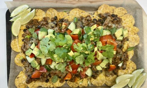 One Tray Beef and Bean Nachos